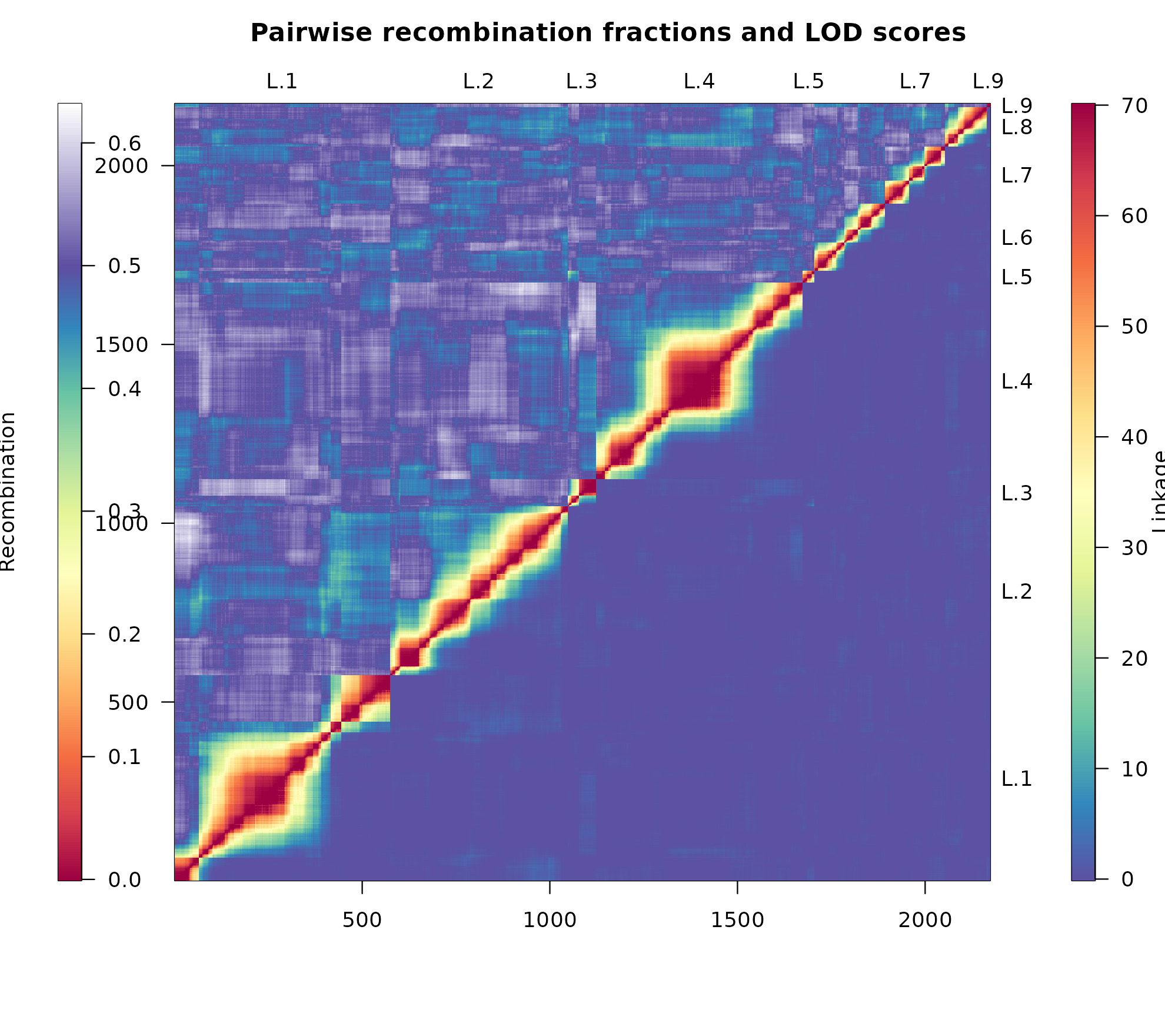 Heat map of the constructed linkage map mapBC4.